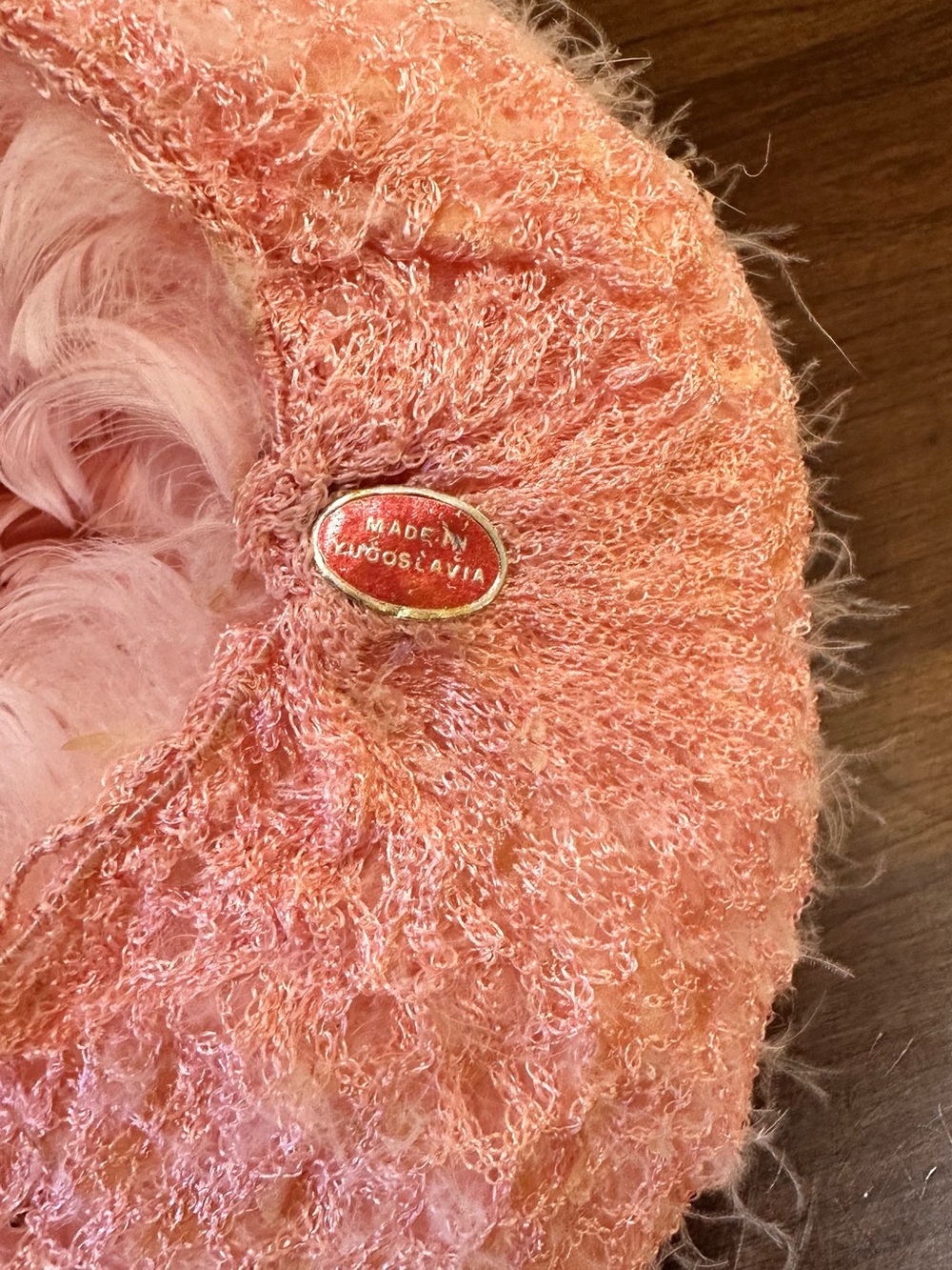 VTG 1950s-60s Rare Pink Marabou Feather Bubble Wig Hat Made in Yugoslavia - Picture 10 of 10